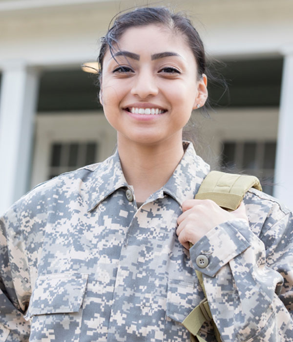 Happy smiling female soldier 